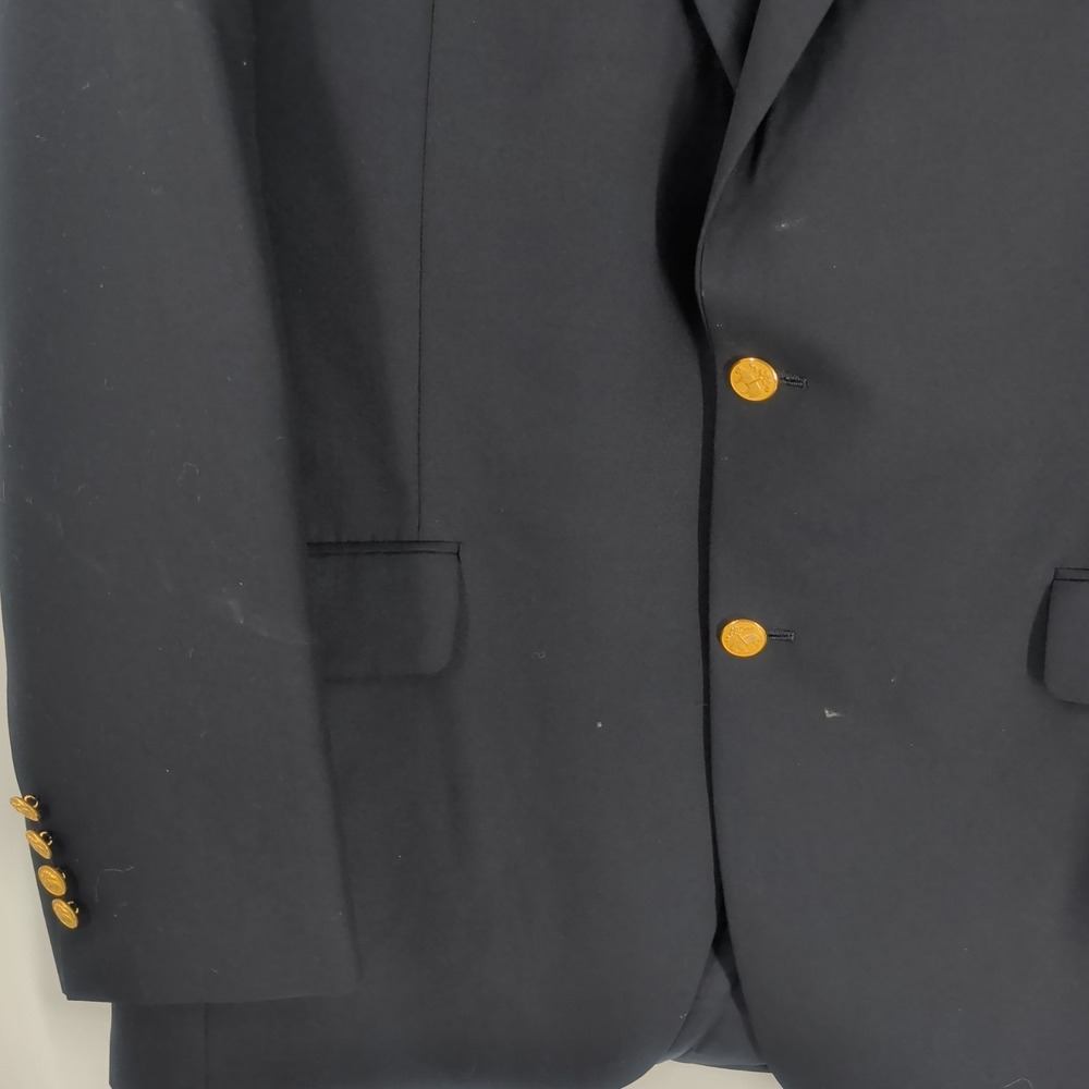 Brooks Brothers Brooksease Ing Loro Piana Gold Buttons Wool Blazer Navy Blue 43L - Picture 4 of 15